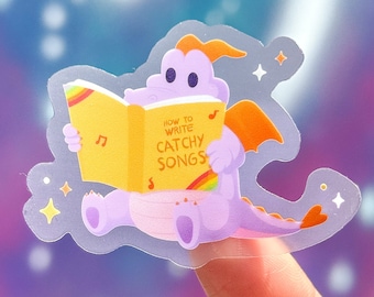 Pegatinas transparentes de Disney para portátil Reading Figment/Epcot Journey Into Imagination, planificador, papelería, calcomanía para botella de agua, teléfono celular