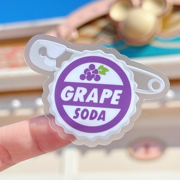 Grape Soda Pin Hidden Mickey Transparent Laptop Sticker/ Pixar Disney decal/ journal planner water bottle sticker