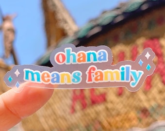 Stickers transparents Ohana Means Family pour ordinateur portable Disney/Lilo Stitch Family Positivity Aloha planner papeterie sticker bouteille d'eau téléphone portable
