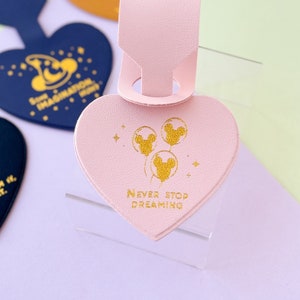 Never Stop Dreaming Mickey-ballonnen taslabel/magische reis-ID-tag voor tas, gymtas, rugzak, bagage vakantie/ Disney cadeau vriend vriend