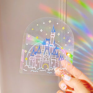 Magic Castle Suncatcher Hidden Mouse Ear Cloud/ Disney Rainbow Maker/ Window Car Decal Home Decor Housewarming Gift Stocking Stuffer image 1