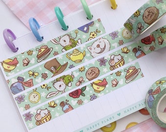 Alice in Wonderland Tea Party Washi Tape/ cheshire cat mad hatter planner bujo scrapbook washi tape sticker