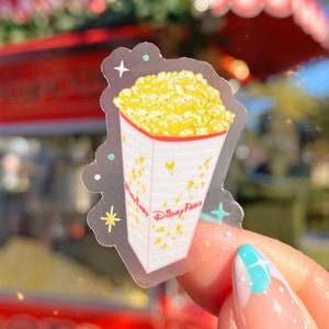 Disney Popcorn Transparent Sticker/ pixie dust food Snacks hidden Mickey Phone Case Sticker Journal laptop bottle decal