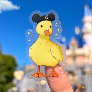Naklejka przezroczysta Duckling Mouseketeer/ naklejka na butelkę z wodą Disney Duck na telefon ze zwierzętami gospodarskimi naklejka na szybę samochodu/ prezent dla niej