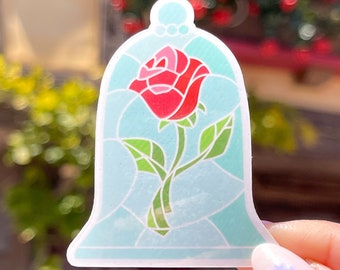 Enchanted Rose Transparent Sticker/ Beauty and the Beast Disney Laptop decal cell phone case planner bottle