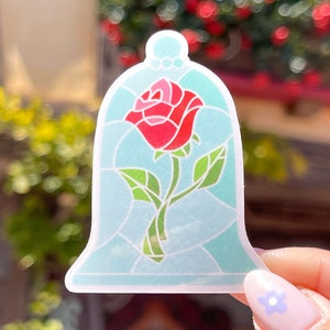 Enchanted Rose transparante sticker/Beauty and the Beast Disney laptopsticker mobiele telefoonhoes plannerfles