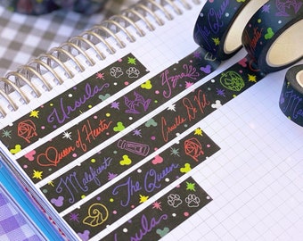 Villains Autographs Washi Tape/ Ursula Cruella Maleficent Yzma Poison Apple Signature Disney planner bujo scrapbook washi tape sticker