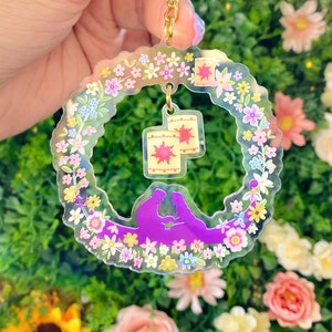 Floral Floating Lanterns Wreath Tangled See Through Acrylic Keychain/ Mickey Disney accessory decor wall hanging backpack Purse Charm