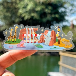 Adesivo trasparente per laptop Jungle Cruise Landmarks/adesivo Adventureland Jungle Skipper Disney Ride per cellulare, agenda, borraccia