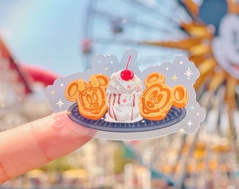 Mickey & Minnie Waffle Sundae Transparent Sticker/ pixie dust food Snacks hidden Mickey Phone Case Sticker Journal laptop bottle decal