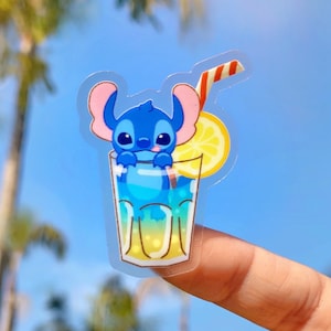 Stitch Lemonade Transparent Disney Laptop Stickers/ Tropical Lilo Ohana Aloha flower and garden planner decal water bottle cellphone