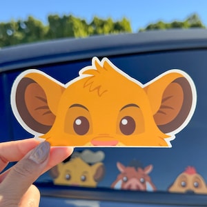 Simba Peeker Transparent Car Decal/ Lion King Hakuna Matata Peekaboo Window Bumper Vinyl Disney Luggage Helmet Guitar Laptop Jumbo Sticker