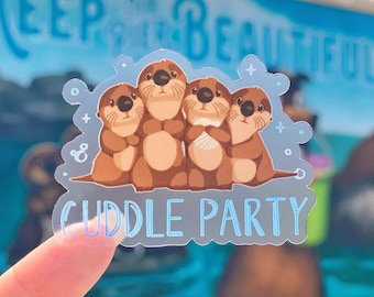 Otter Cuddle Party Transparent Laptop Sticker/ Finding Dory Nemo Pixar Disney decal/ journal planner stationery water bottle sticker