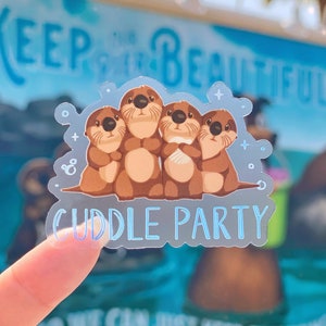 Otter Cuddle Party Transparent Laptop Sticker/ Finding Dory Nemo Pixar Disney decal/ journal planner stationery water bottle sticker