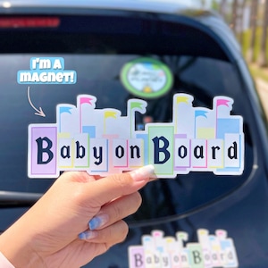 Baby on Board Magnet Disney Car/ Pastel Disneyland Newborn Safety Car Bumper Magnet/ kids on board/ New parents gift