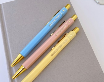 Princess Quote Gold Pens: Ariel, Moana, Belle (set of 3)/ Disney Mickey Inspo Stationery Ballpoint Black Writing Planner Journal supplies