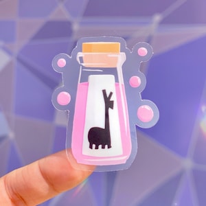 Poción de extracto de llama Etiqueta engomada transparente del veneno de Kuzco / Etiqueta engomada de la botella de agua del iphone del ordenador portátil / Calcomanía New Groove Yzma del Emperador Villano de Disney