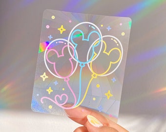 Mickey Balloons Suncatcher / Pastel Balloon Disney Rainbow Maker/ Window Car Decal Home Decor/ Housewarming Gift/ Pixie dust Decoration