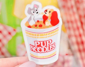 Pupnoodle Lady and the Tramp cup noodle Laptop Sticker/ Disney dogs decal/ journal planner water bottle sticker