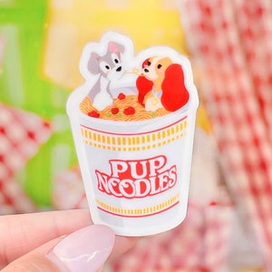 Pupnoodle Lady and the Tramp cup noodle Laptop Sticker/ Disney dogs decal/ journal planner water bottle sticker