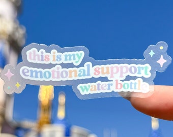 This Is My Emotional Support Water Bottle Transparent Disney Laptop Sticker/ Pastel Magical Happy Inspo decal cell phone planner