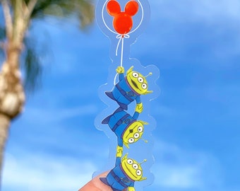 Little Green Men Toy Story Aliens Mickey Balloon Transparent Laptop Stickers/ Disney souvenir decoration decal water bottle