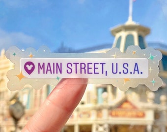 Main Street USA Destination Drop Pin Transparent Sticker/ Mickey Disney journal planner cell phone laptop decal water bottle