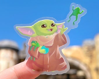Baby Alien & Froggos Transparent Disney Laptop Stickers/ Grogu Mandalorian drink planner decal water bottle cellphone