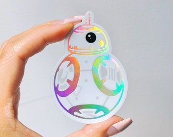 BB-8 Holographic Sticker/ Star Wars Droid Disney Laptop Stickers/Mickey Vinyl Decals/ Batuu Galaxy's Edge / Bujo  Journal Planner