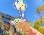 Baby Alien Mickey Balloon Transparent Laptop Sticker Star Wars Mandalorian Disney decal cell phone case hydroflask water bottle sticker