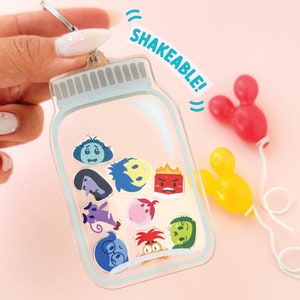 Bottled Up Emotions See Through Acrylic Keychain/ Inside Out Anxiety, Joy, Sadness Disney accessory/ Lanyard backpack Mickey Purse Charm