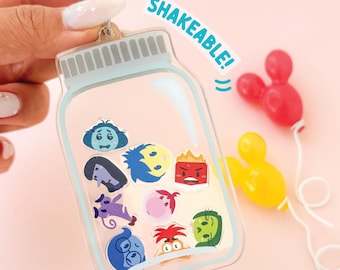 Bottled Up Emotions See Through Acrylic Keychain/ Inside Out Anxiety, Joy, Sadness Disney accessory/ Lanyard backpack Mickey Purse Charm