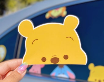 Pooh Peeker Transparent Car Decal/ Tigger Piglet Eeyore Peekaboo Window Bumper Vinyl Disney Luggage Helmet Guitar Laptop Jumbo Sticker