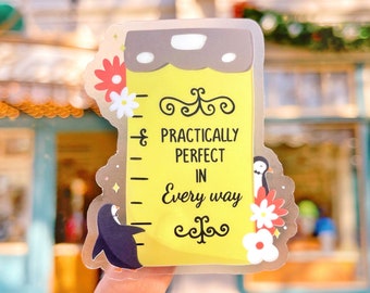 Practically Perfect Tape Measure Mary Poppins Disney Transparent Laptop Stickers/ bujo bullet journal planner stationery decal water bottle