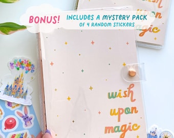 Magical Reusable Sticker Book includes 4 Mystery Stickers Pack | Pockets Release Paper Personalize 6-Ring A5 Binder Collection Album