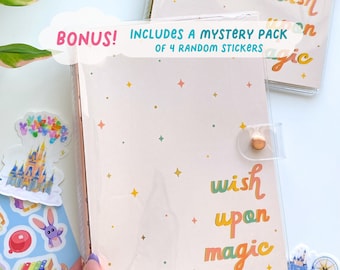 Magical Reusable Sticker Book includes 4 Mystery Stickers Pack | Pockets Release Paper Personalize 6-Ring A6 Binder Collection Album