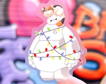 Baymax mit Mochi Transparenter Laptop Aufkleber/ Big Hero 6 Disney Aufkleber/ Weihnachten Handy Aufkleber für Planer Wasserflasche