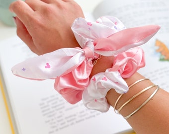 Pink Satin Bunny Scrunchie (set of 2)jumbo & Petite Two-tone  display picture 3