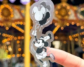 Steamboat Willie Mickey Balloon Transparent Sticker/ Vintage Old School Throwback Disney decal cell phone case water bottle sticker