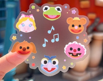 Muppet Babies Wreath Transparent Laptop Sticker Disney decal/ Kermit Miss Piggie Fozzie Bear planner water bottle