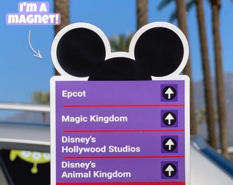 Magic Ahead MAGNET! Park Sign Disney Car/ Mouse Ears Disney World WDW Epcot Animal Kingdom Mickey Safety Car Bumper Decal Magnet Decor