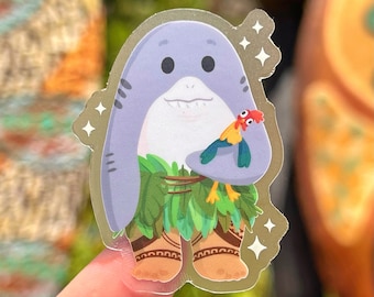 Maui with Hei Hei Plushie Transparent Disney Laptop Stickers/ Moana Te Fiti Pua Aloha planner stationery decal water bottle cell phone