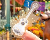 Coco Guitar Marigold flower Transparent Sticker Dia de Los Muertos Disney phone case decal water bottle laptop decal gift for her