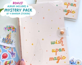 Magical Reusable Sticker Book includes 4 Mystery Stickers Pack | Pockets Release Paper Personalize 6-Ring A6 Binder Collection Album