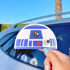 R2D2 Peeker Transparent Car Decal/ Star Wars Droid Peekaboo Window Bumper Vinyl Disney Luggage Helmet Guitar Laptop Jumbo Sticker