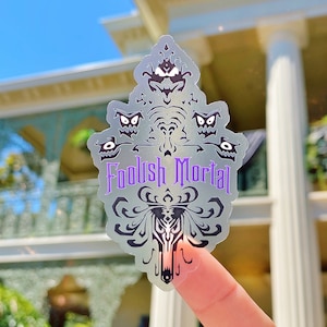 Foolish Mortals Transparent Laptop Sticker/ Disney Haunted Mansion holiday Halloween decal water bottle
