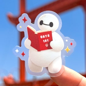 Reading Baymax Transparent Disney Laptop Stickers/ Big Hero Six Health Care Provider planner stationery decal water bottle cell phone