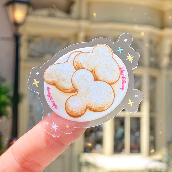 Disney Beignets Transparent Sticker/ pixie dust food Snacks hidden Mickey Phone Case Sticker Journal laptop bottle decal