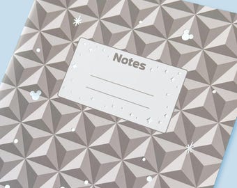 Epcot Saddle Stitch Notebook/ Silver Foiled B6 lined journal, 300gsm ivory paper planner