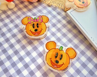 Spoopy Pumpkin Duo Acrylic Clip/ Cute Halloween Disney Mickey Minnie Organizing Planner Bujo Stationery